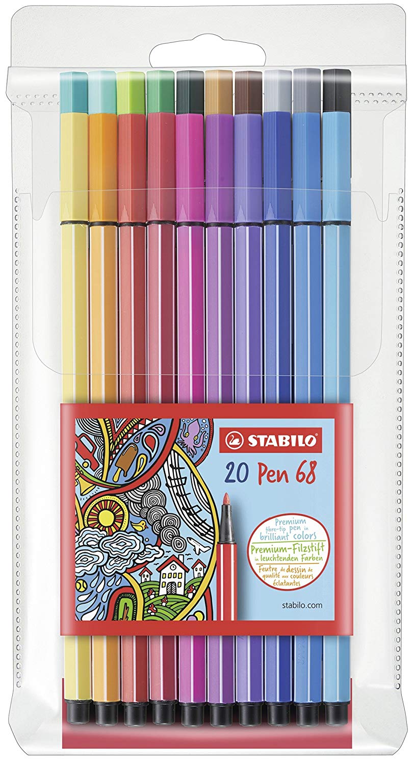 Premium felt-tip pen STABILO Pen 68 MAX - pack of 20 ARTY