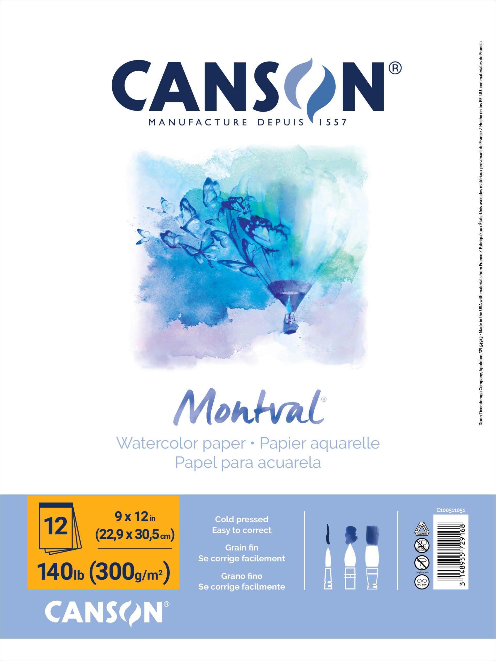 Canson Montval Watercolour Pad 9x12