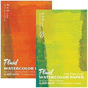 Fluid 100 Watercolor Paper Easy-Block 300lb Cold Press 4x6